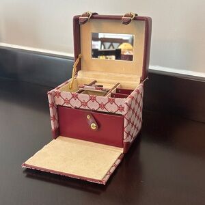 Red and Beige Jewelry Box with Mirror